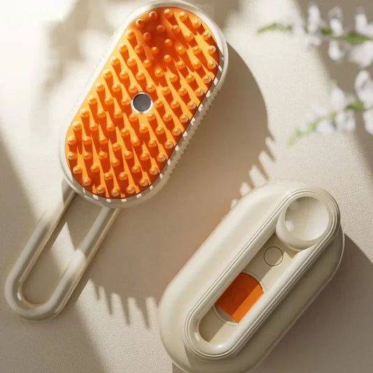 FluffyFresh CloudCare Grooming Brush – 3-in-1 Steam & Massage Comb for Cats & Dogs