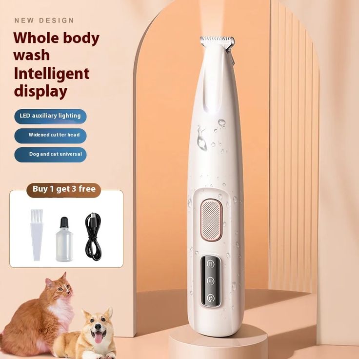 FluffyFresh QuietGroom – LED Low-Noise Pet Trimmer