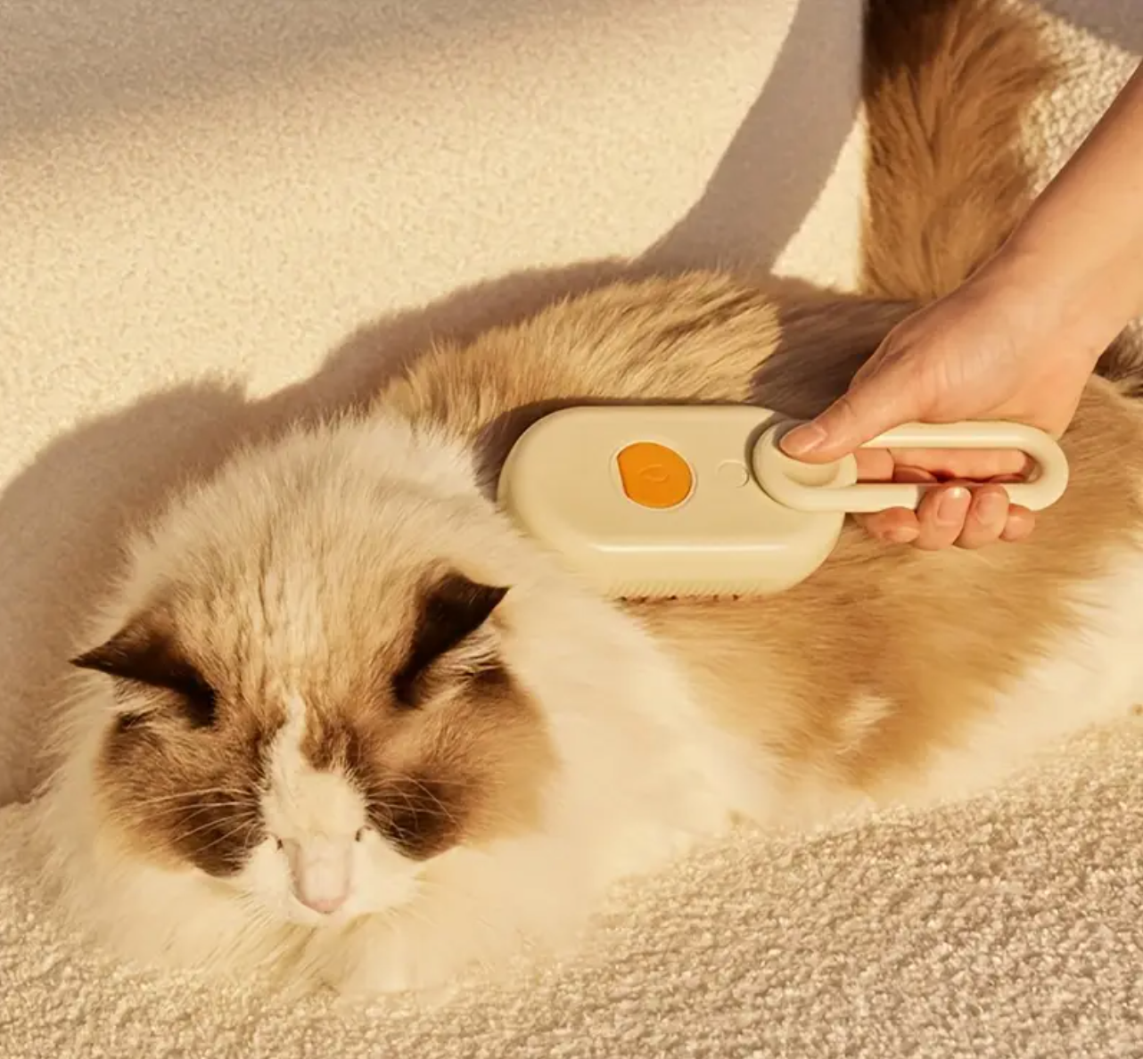 FluffyFresh CloudCare Grooming Brush – 3-in-1 Steam & Massage Comb for Cats & Dogs