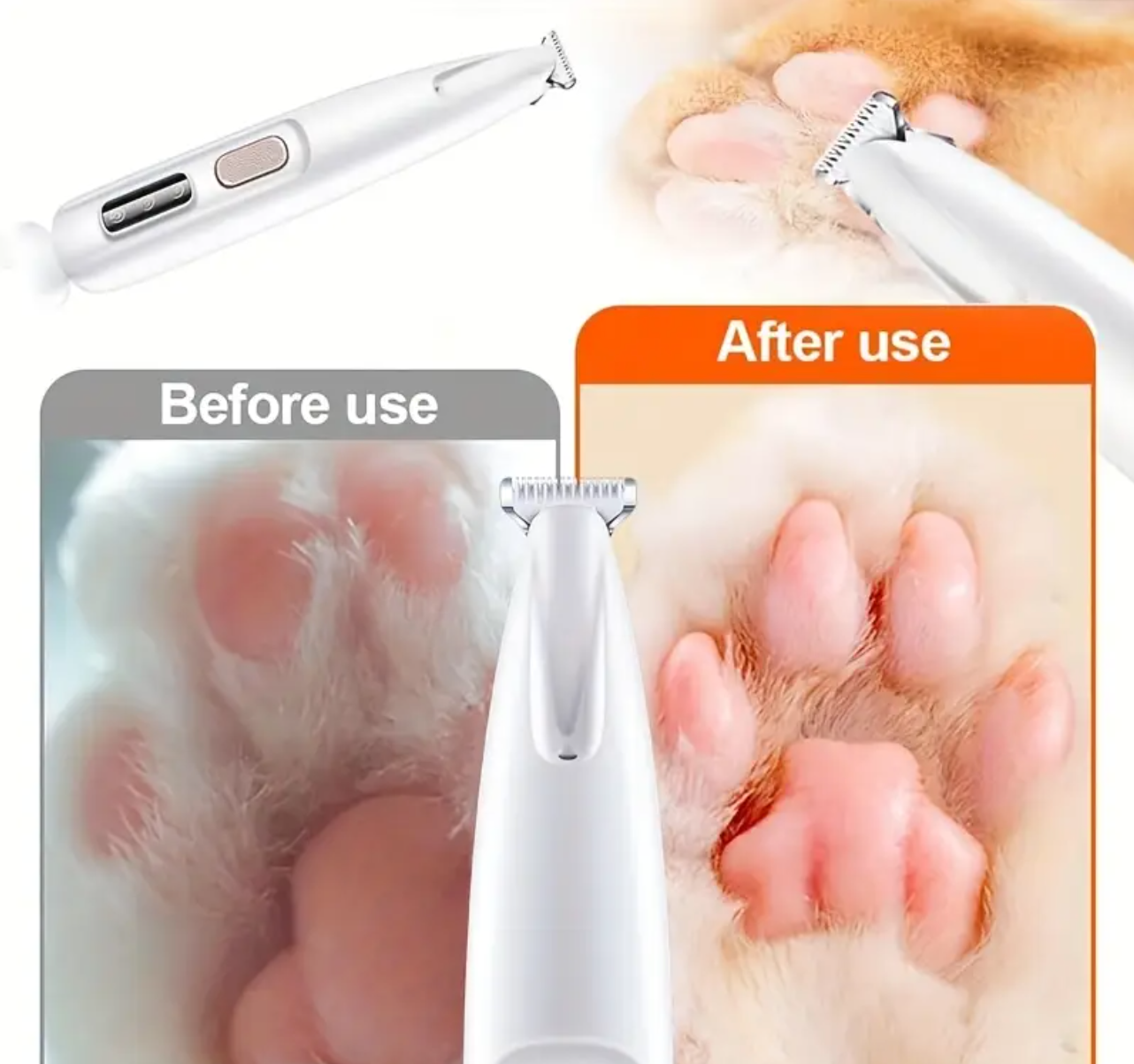 FluffyFresh QuietGroom – LED Low-Noise Pet Trimmer