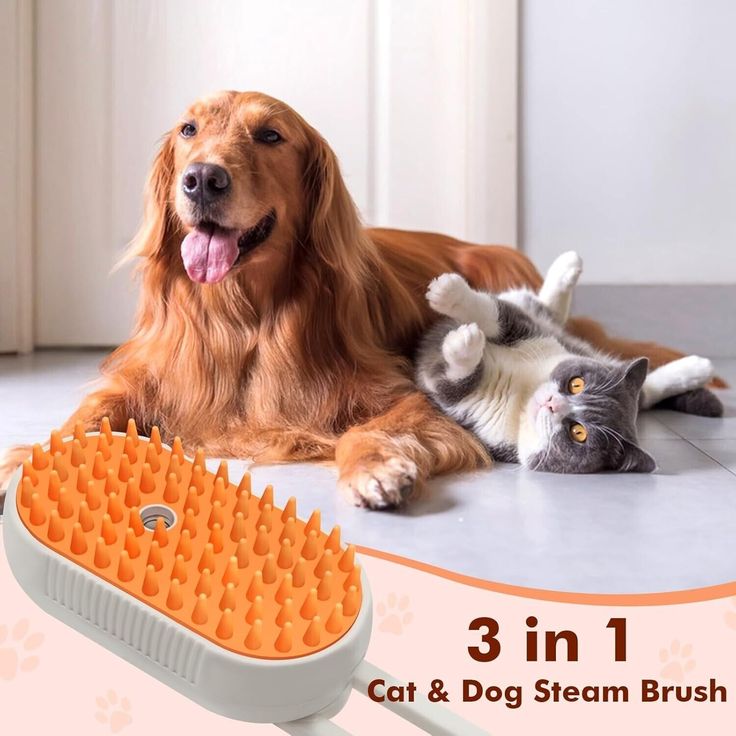 FluffyFresh CloudCare Grooming Brush – 3-in-1 Steam & Massage Comb for Cats & Dogs